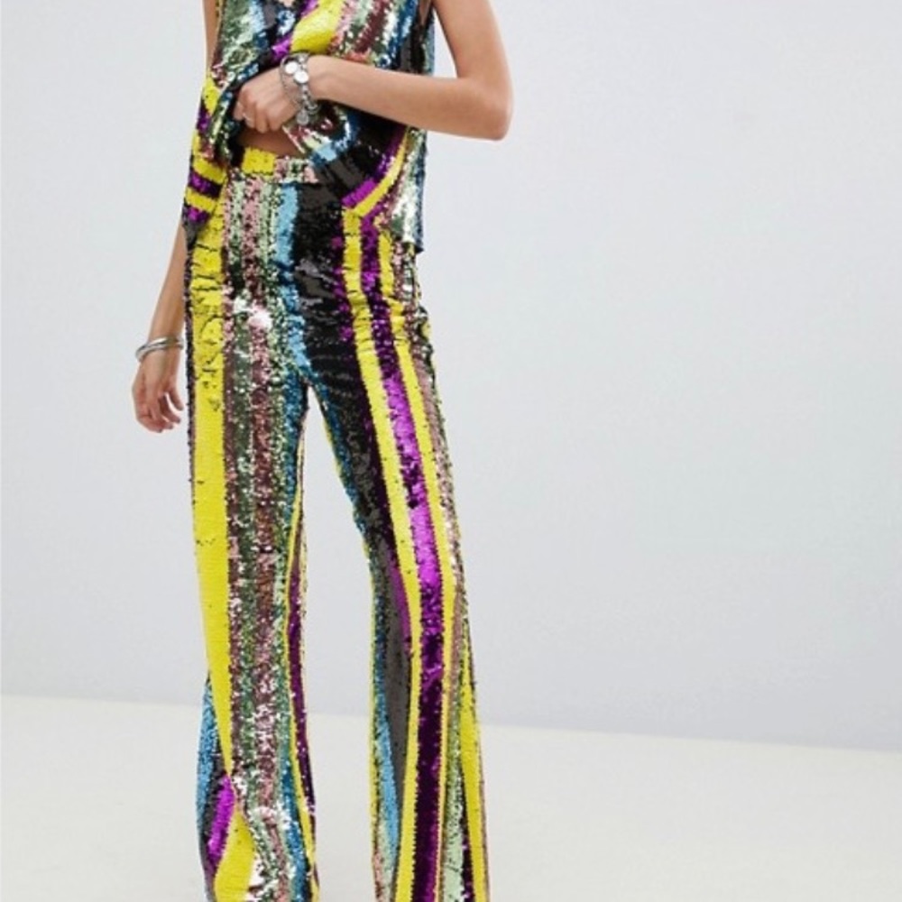 Native Rose Sequin Flare Pants